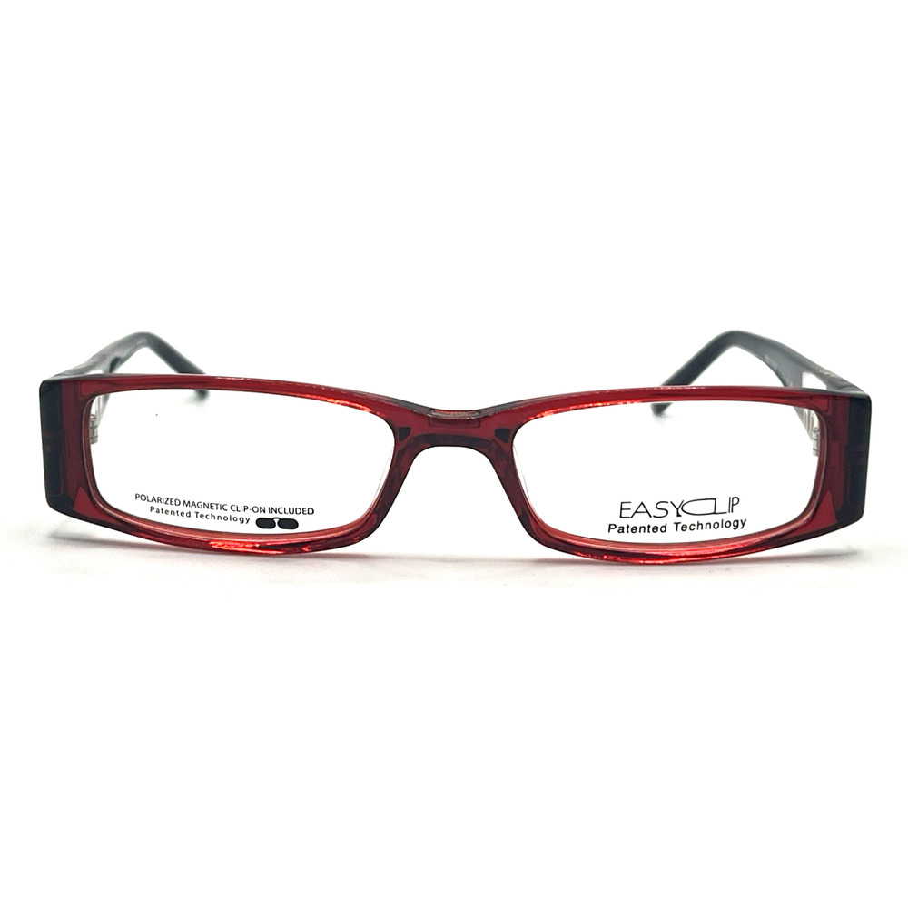 EASYCLIP Q4094 RED/BLACK EYEGLASSES SUNGLASSES FRAMES 49-16-135